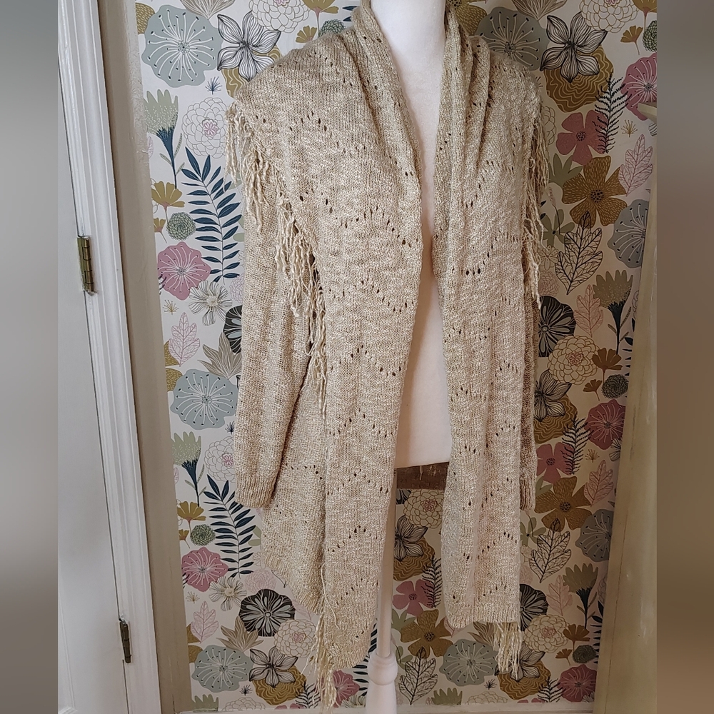 Elegant Cream Knit Women's Open Front Cardigan Women's Size 3X